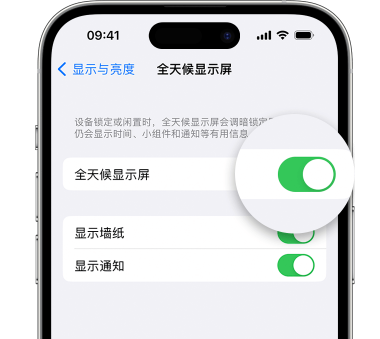 许昌苹果15预约维修分享iPhone15如何设置全天候显示屏幕可见 